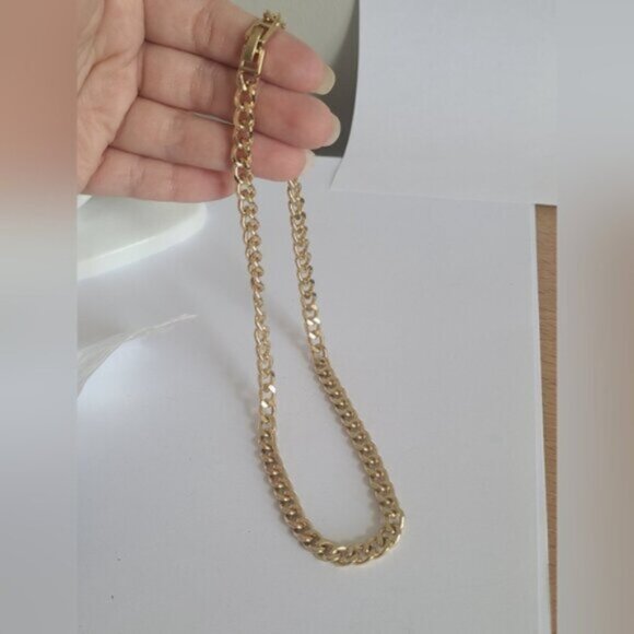 Classic Women's Unisex Chunky Luxury Gold Plated Chain Link Necklace 16" - Picture 2 of 8